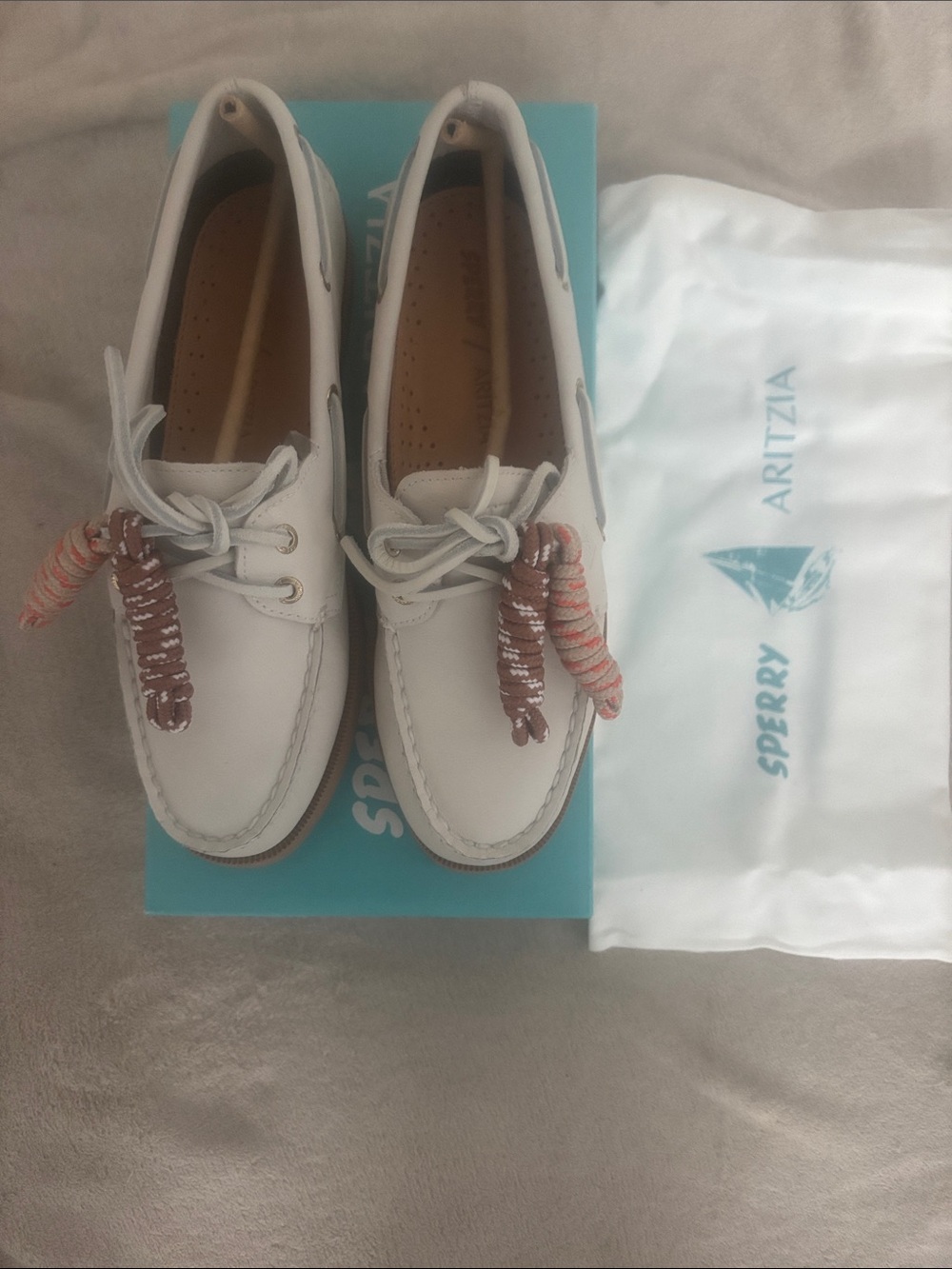 Sperry Leather Boat Shoes - Size 7, Grey Mist